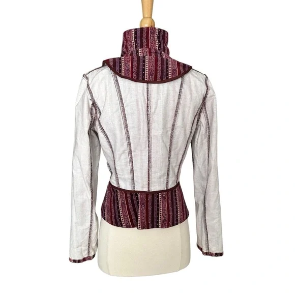 Vintage Inspired Boho Purple Velvet Stripe Blazer Jacket Hippie Retro 70s Small - Picture 9 of 13